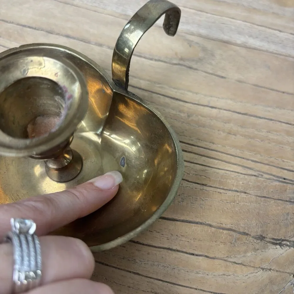 Vintage Brass Heart Shaped Chamberstick Candle Holder Cottagecore Granny Decor